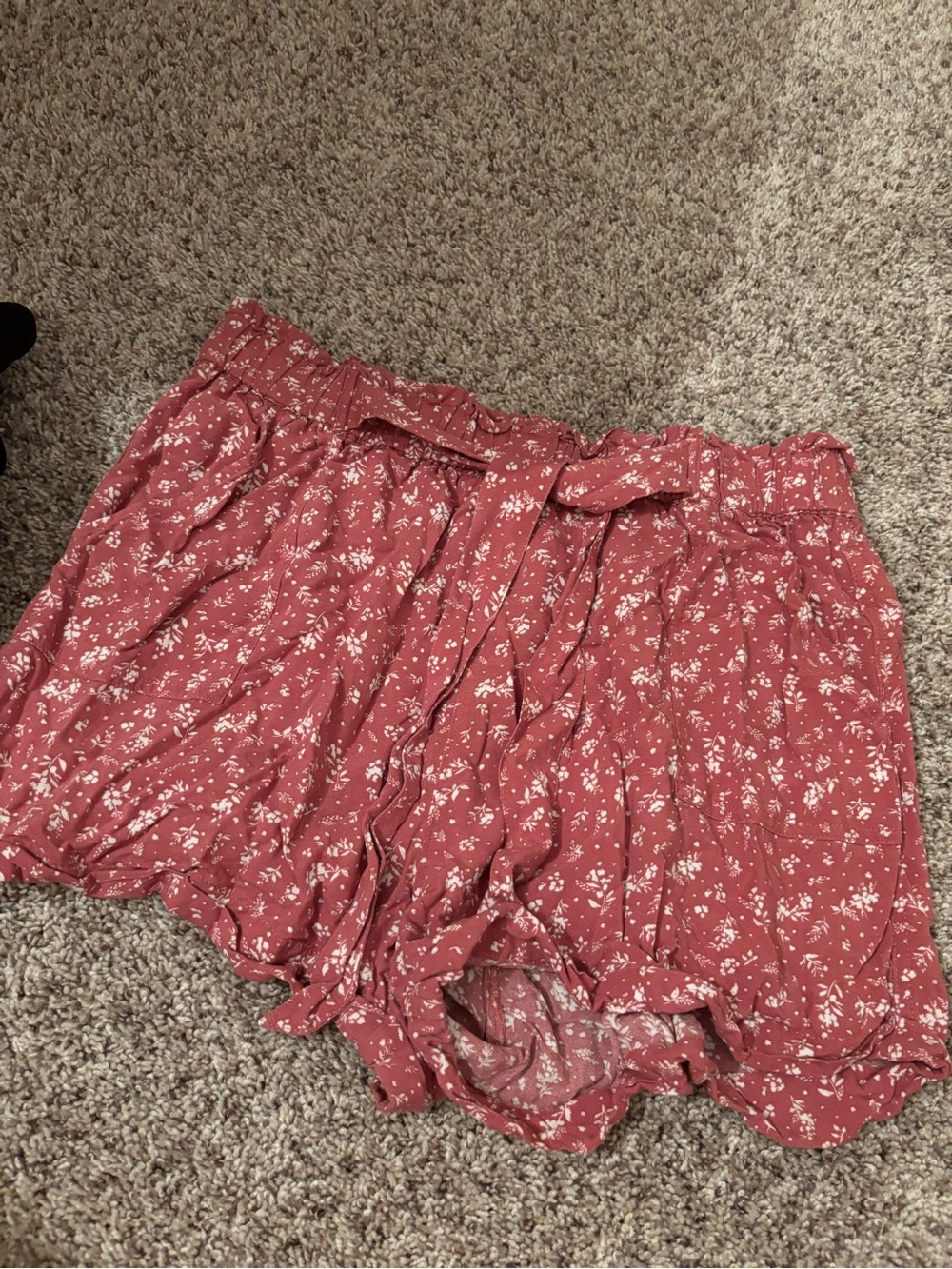 High-Waist Floral Tie-Front Shorts in Dusty Rose